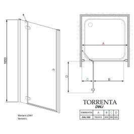 Душевая дверь Radaway Torrenta DWJ 80 L прозрачное стекло